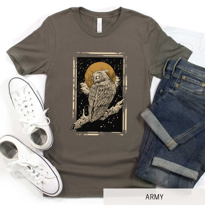 Moonlight Owl - Adult Unisex Jersey Crew Tee