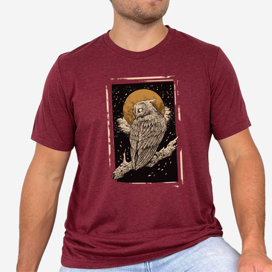 Moonlight Owl - Adult Unisex Jersey Crew Tee