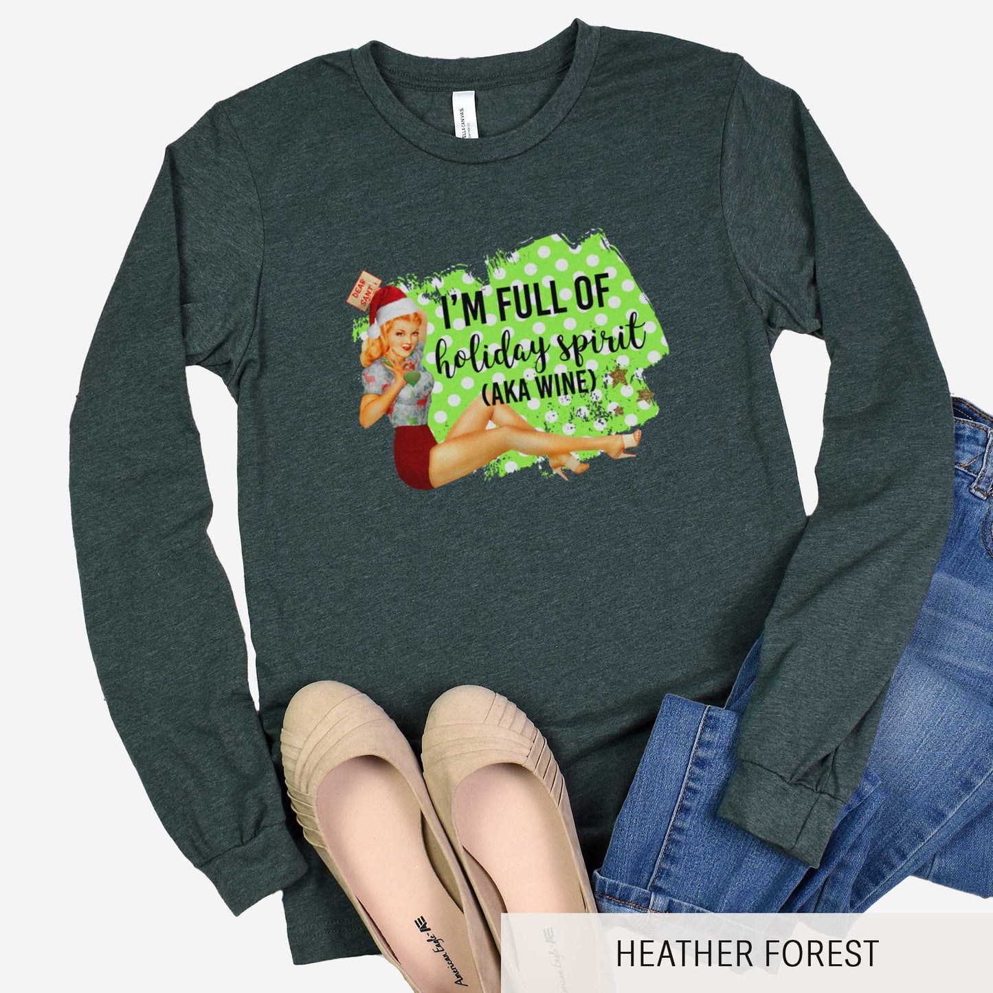 Full of the Holiday Spirit (aka Wine) - Adult Unisex Long Sleeve Tee