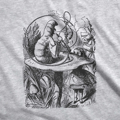 Alice Meets The Caterpillar (Black Ink) - Adult Unisex Jersey Crew Tee