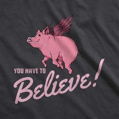 Believe Flying Pig - Women’s Flex Scoop Neck Tee