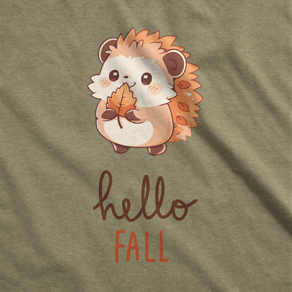 Hello Fall Hedgehog - Adult Unisex Jersey Crew Tee