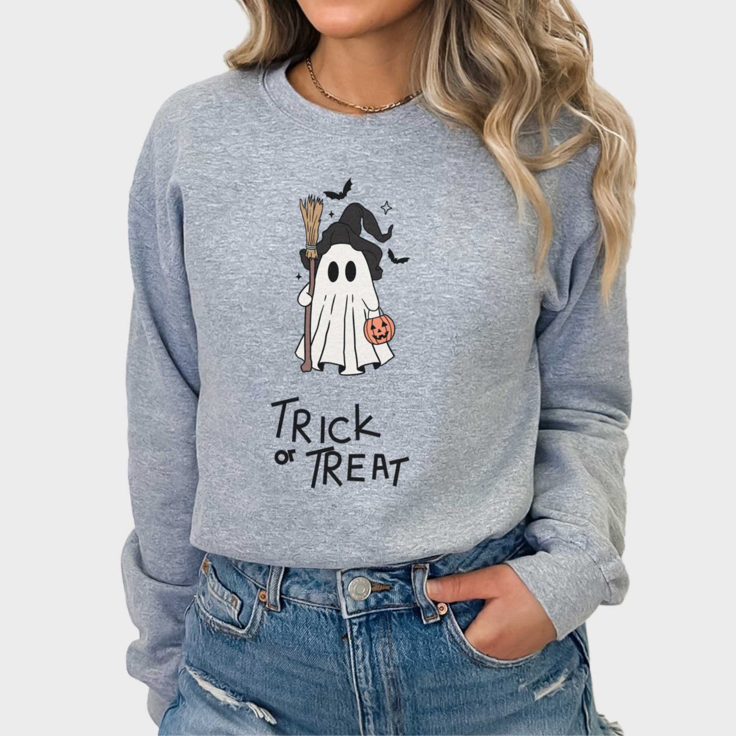 Trick or Treat Ghost - Adult Unisex Heavy Blend Sweatshirt